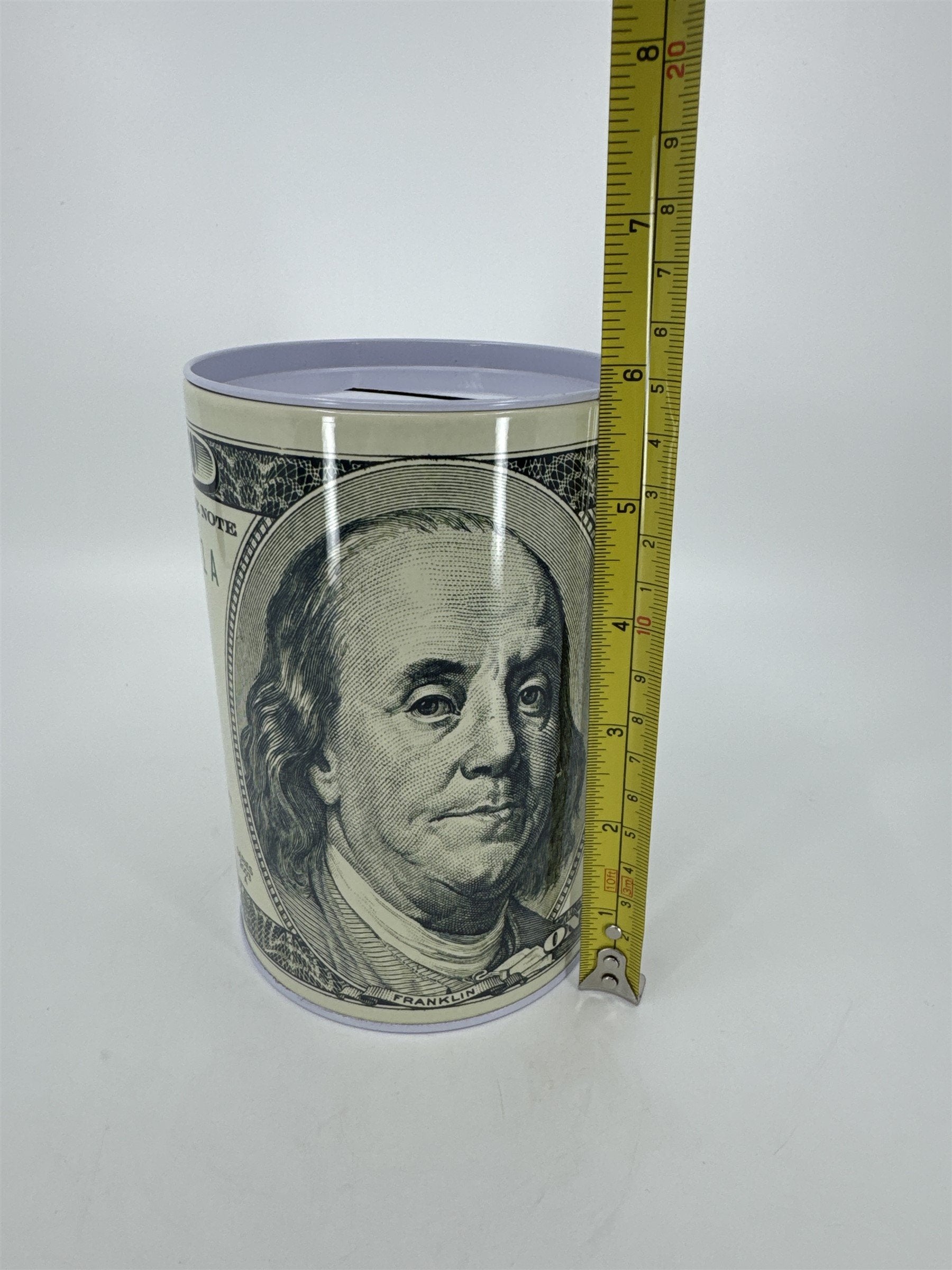 Tin Money Piggy Bank Savings 6" Ben Franklin Coin Jar Box Saver Great for Kids!
