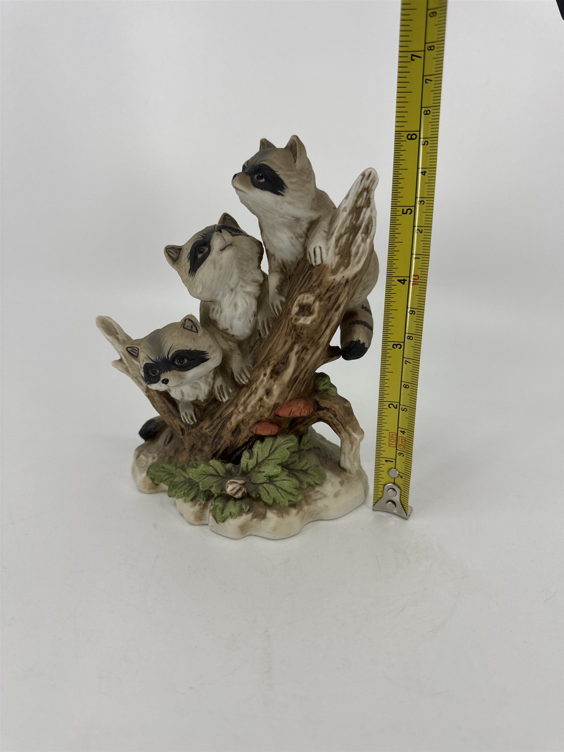 Homco Home Interiors Porcelain Wilderness Figurine 1433 Racoons Family on Log