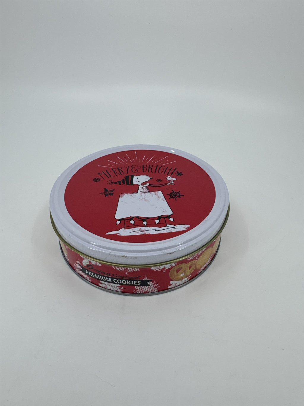 Empty Peanuts Snoopy Merry & Bright Holiday Cookies Tin Empty Tin Container