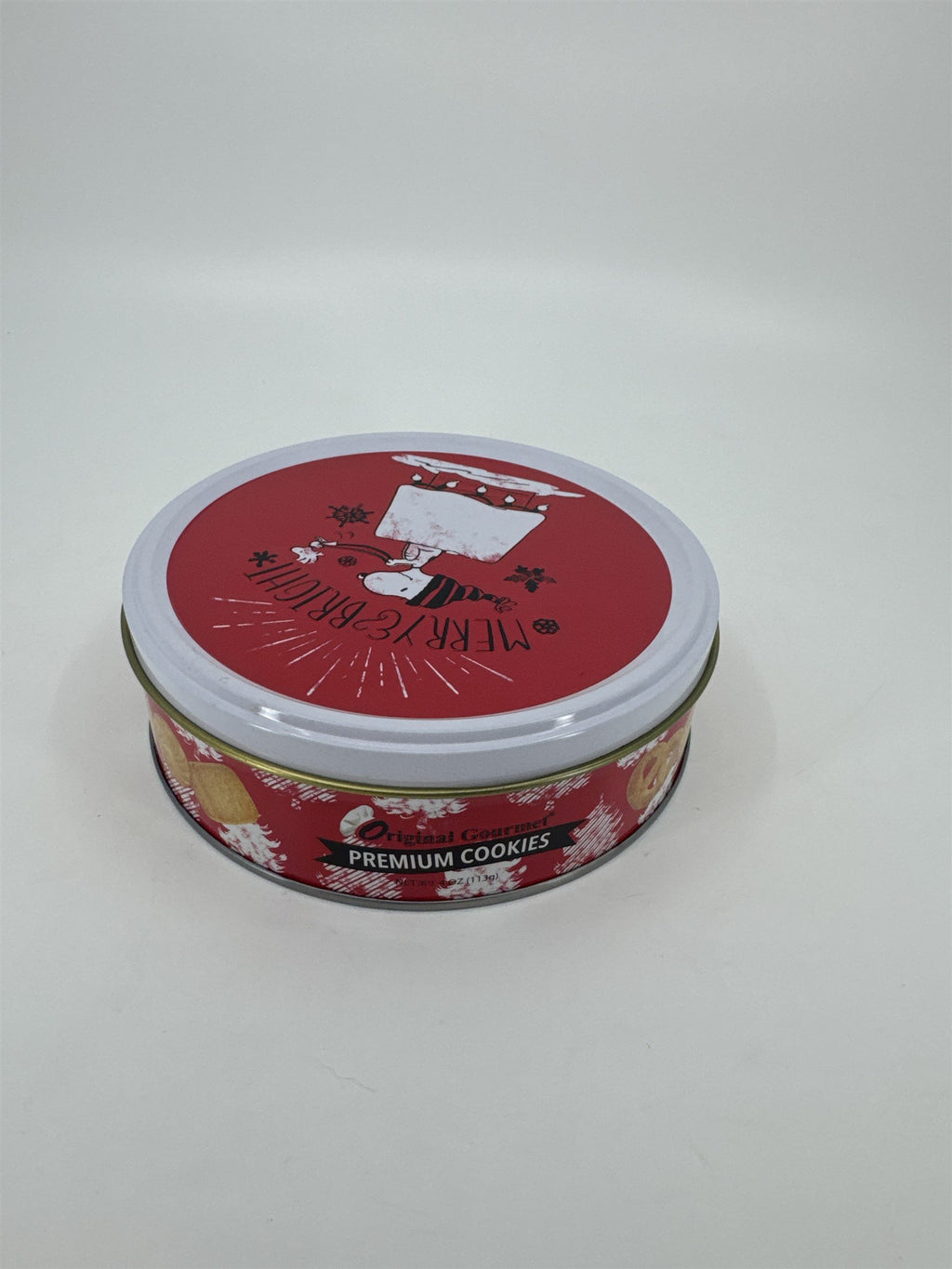 Empty Peanuts Snoopy Merry & Bright Holiday Cookies Tin Empty Tin Container