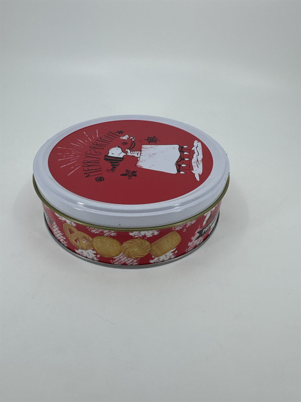 Empty Peanuts Snoopy Merry & Bright Holiday Cookies Tin Empty Tin Container