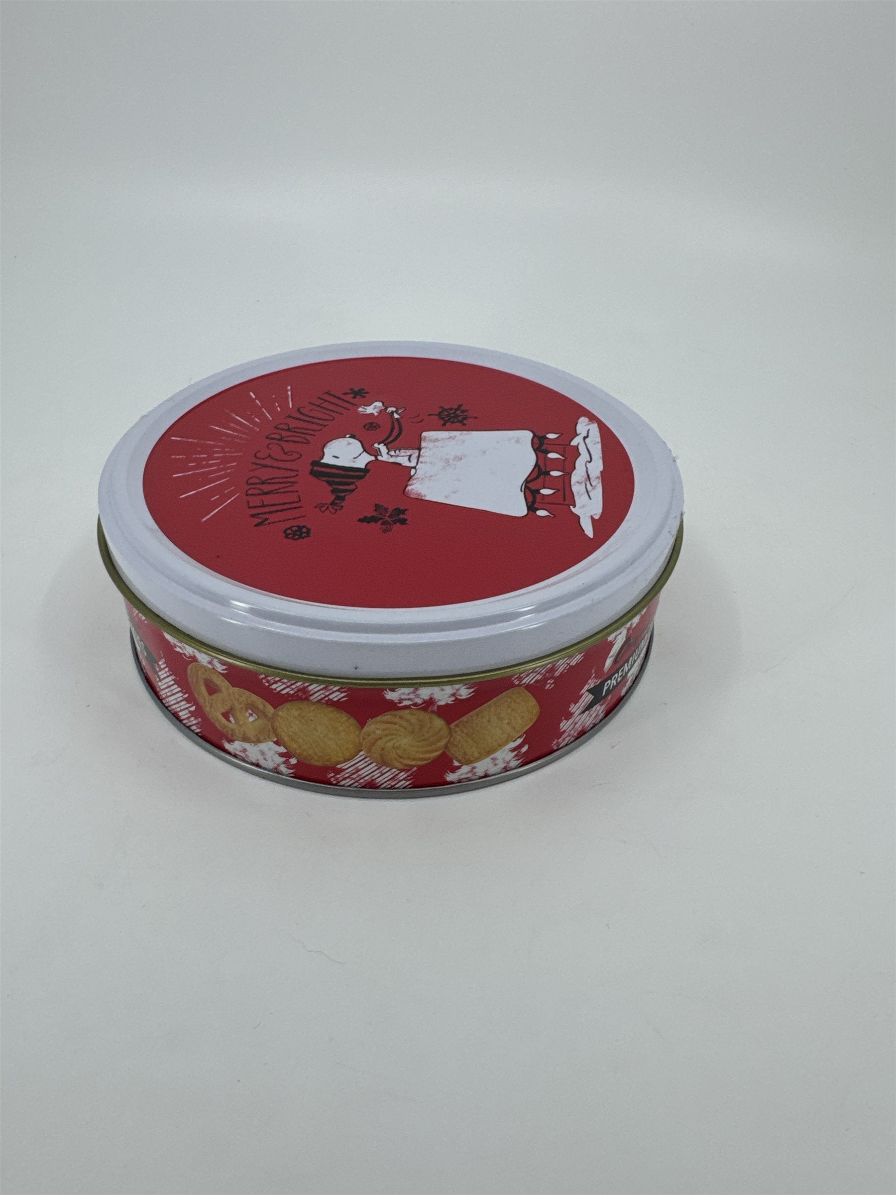 Empty Peanuts Snoopy Merry & Bright Holiday Cookies Tin Empty Tin Container