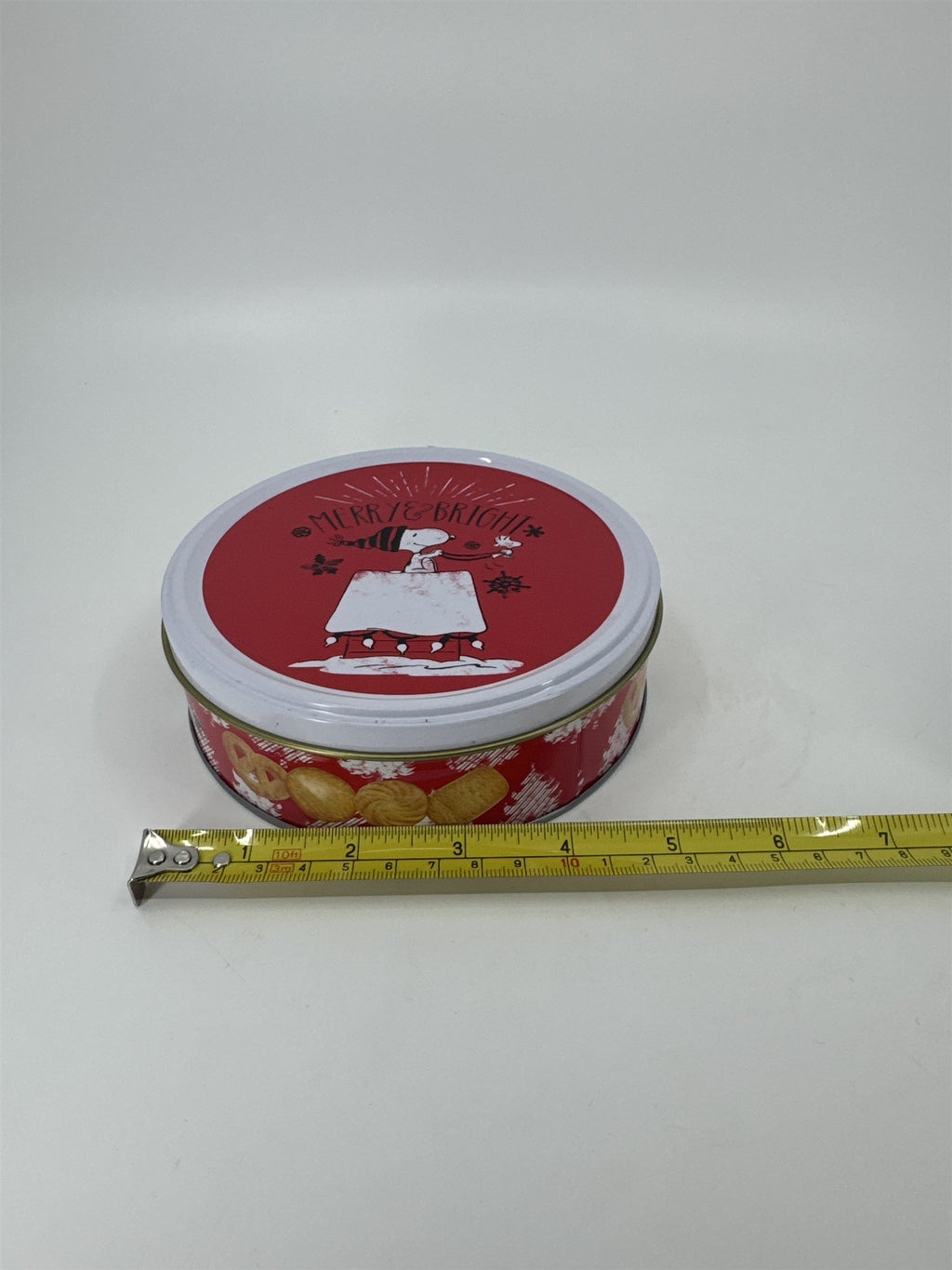 Empty Peanuts Snoopy Merry & Bright Holiday Cookies Tin Empty Tin Container