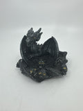 Vintage Resin Dragon Jewelry Dish Devil Tongue Out Skulls Tray Hand Embellished