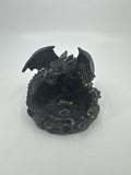 Vintage Resin Dragon Jewelry Dish Bright Eyed Skull Center Tray Hand Embellished