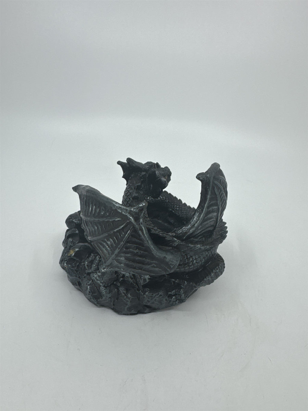 Vintage Resin Dragon Jewelry Dish Bright Eyed Skull Center Tray Hand Embellished