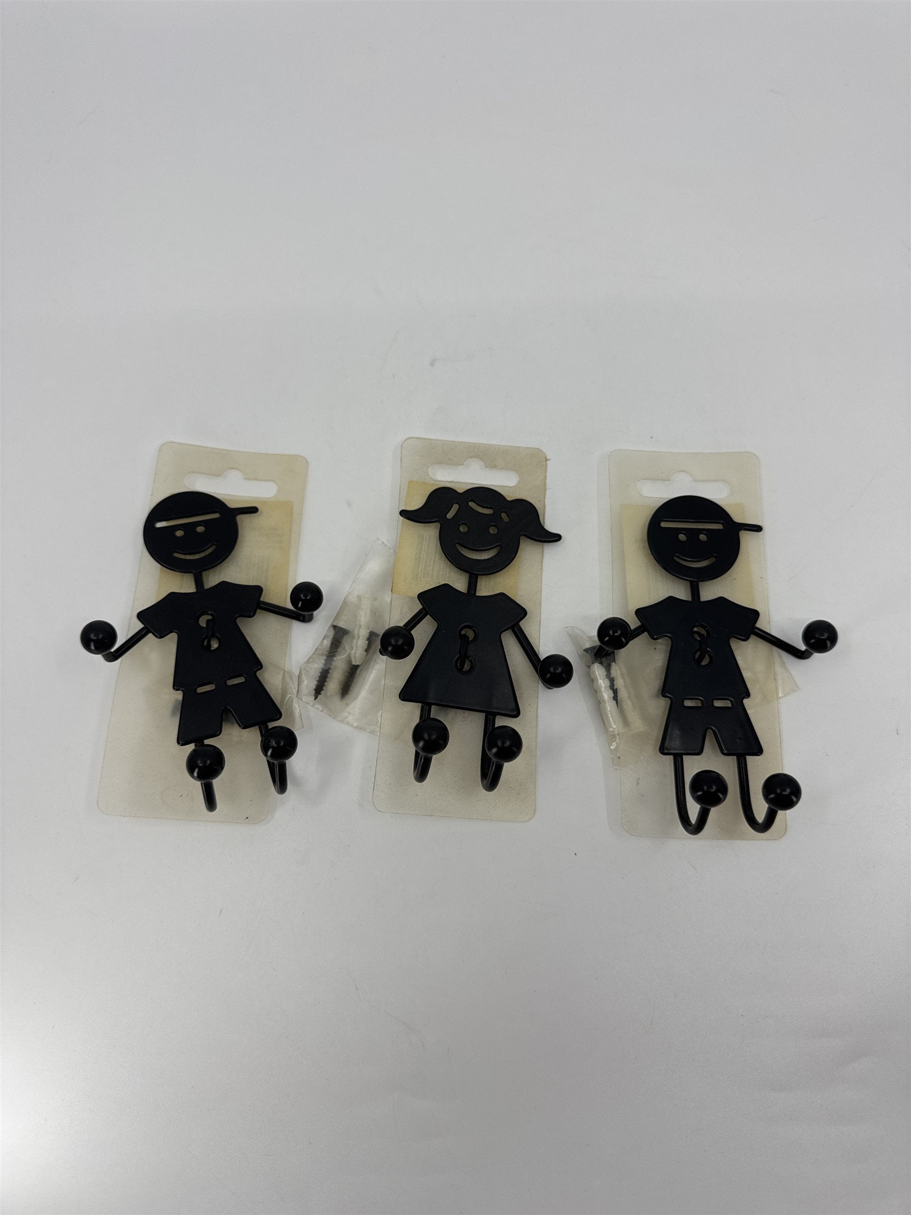 Set of 3 Metal Hooks /w Screws - 2x Boys and 1 Girl Children Kids Clothing Hooks