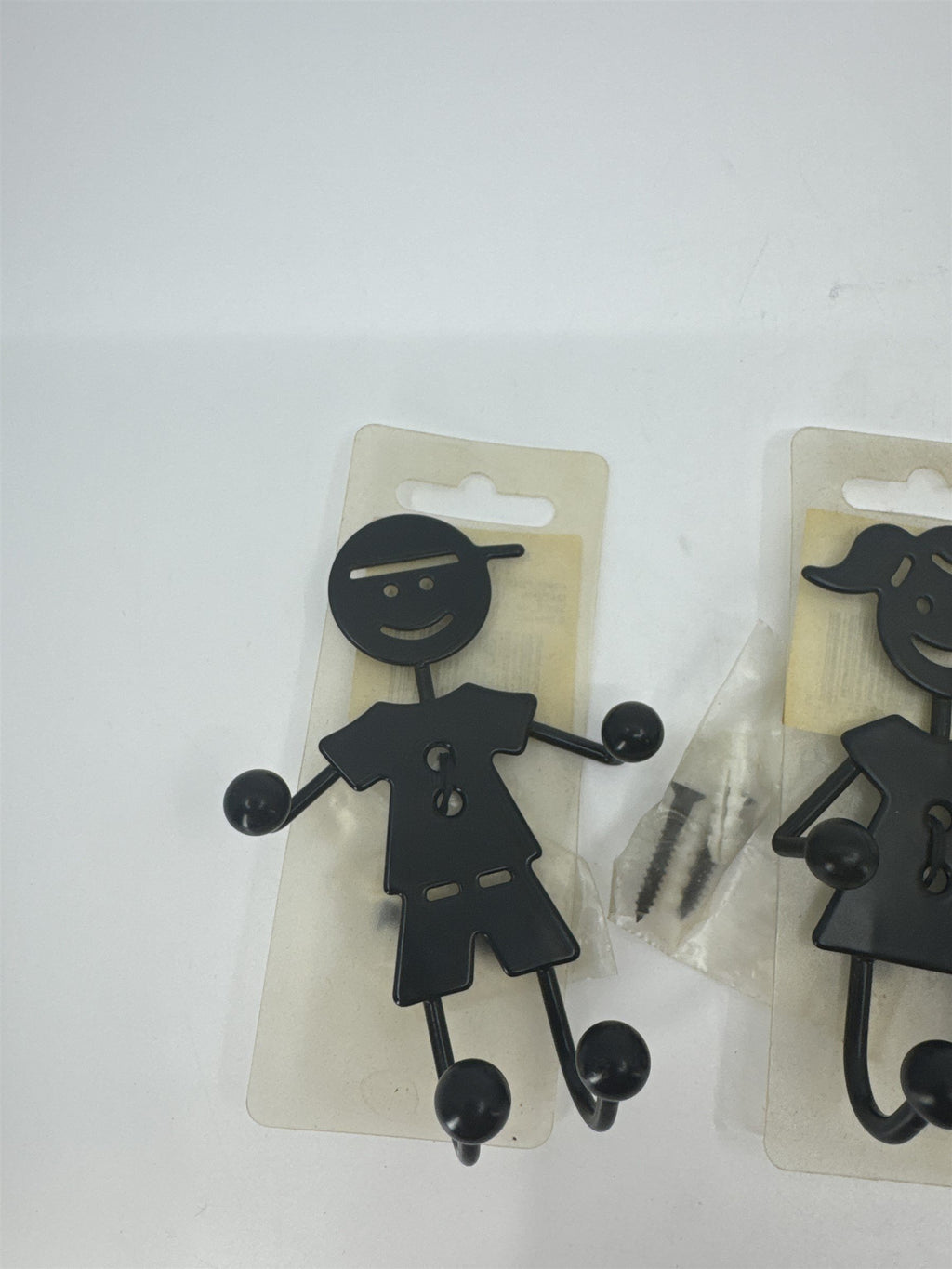 Set of 3 Metal Hooks /w Screws - 2x Boys and 1 Girl Children Kids Clothing Hooks