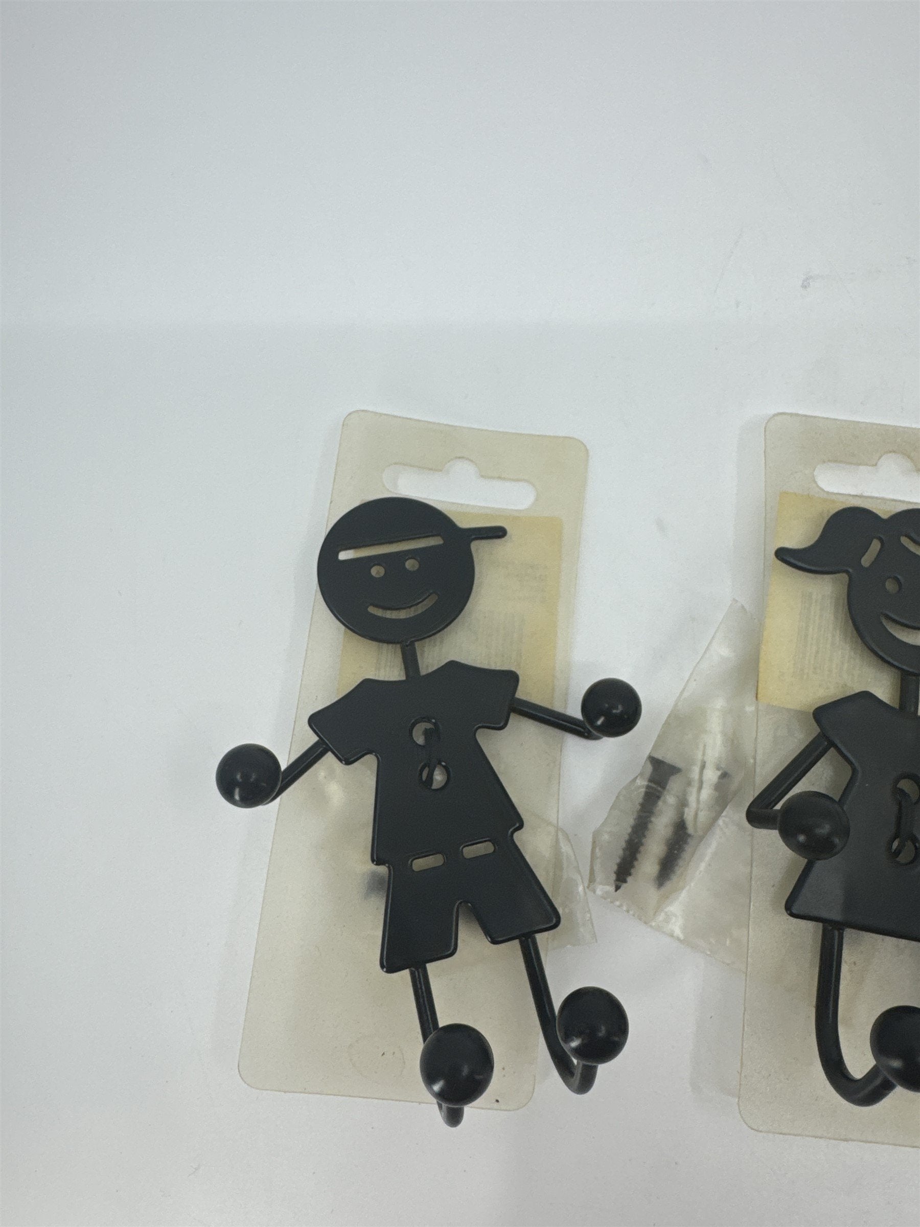 Set of 3 Metal Hooks /w Screws - 2x Boys and 1 Girl Children Kids Clothing Hooks