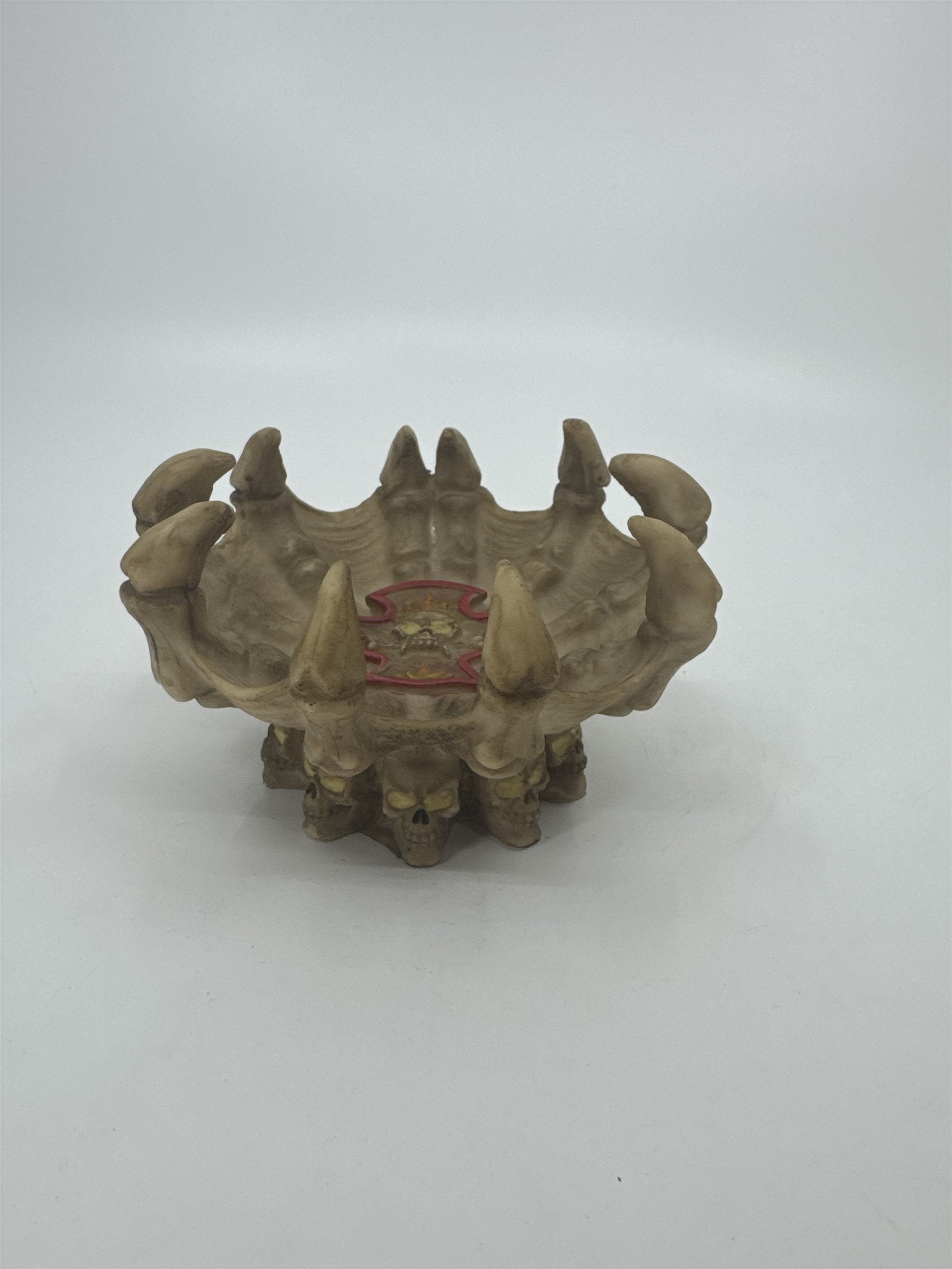 Vintage Resin Skull Fire Bones Jewelry Dish Ashtray Tray Spikey Bones Halloween