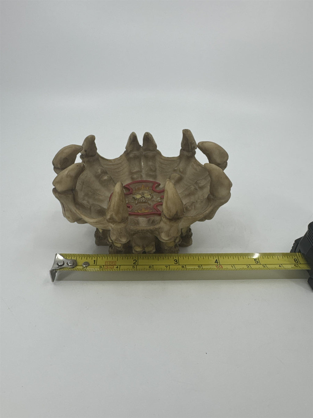 Vintage Resin Skull Fire Bones Jewelry Dish Ashtray Tray Spikey Bones Halloween