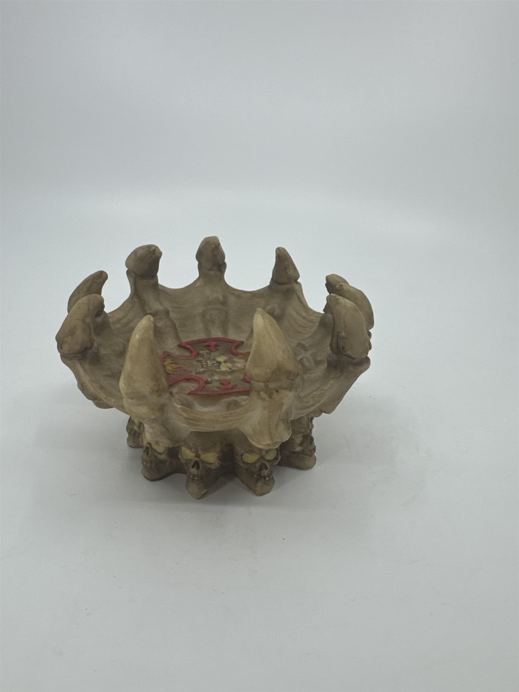 Vintage Resin Skull Fire Bones Jewelry Dish Ashtray Tray Spikey Bones Halloween