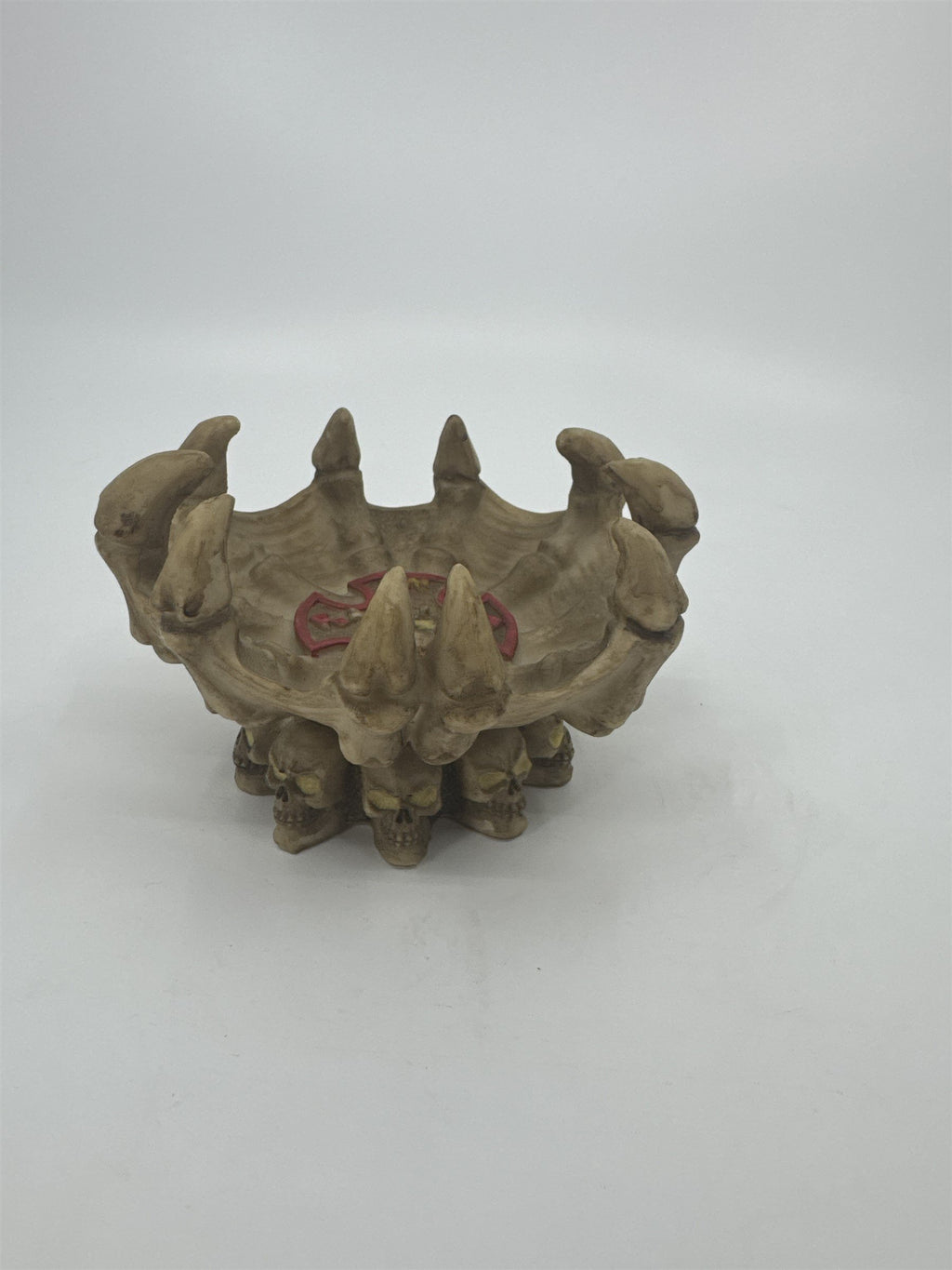 Vintage Resin Skull Fire Bones Jewelry Dish Ashtray Tray Spikey Bones Halloween