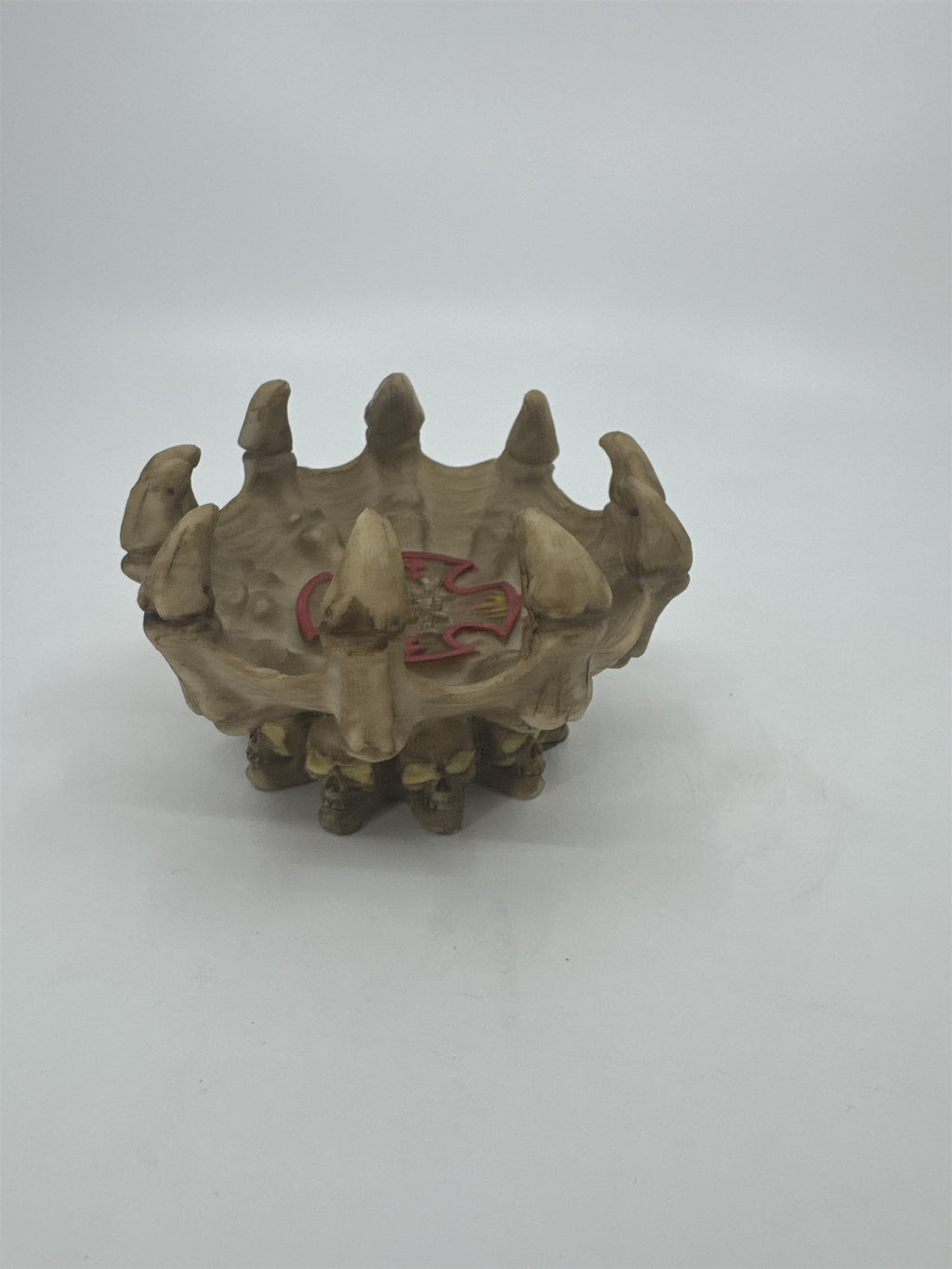 Vintage Resin Skull Fire Bones Jewelry Dish Ashtray Tray Spikey Bones Halloween