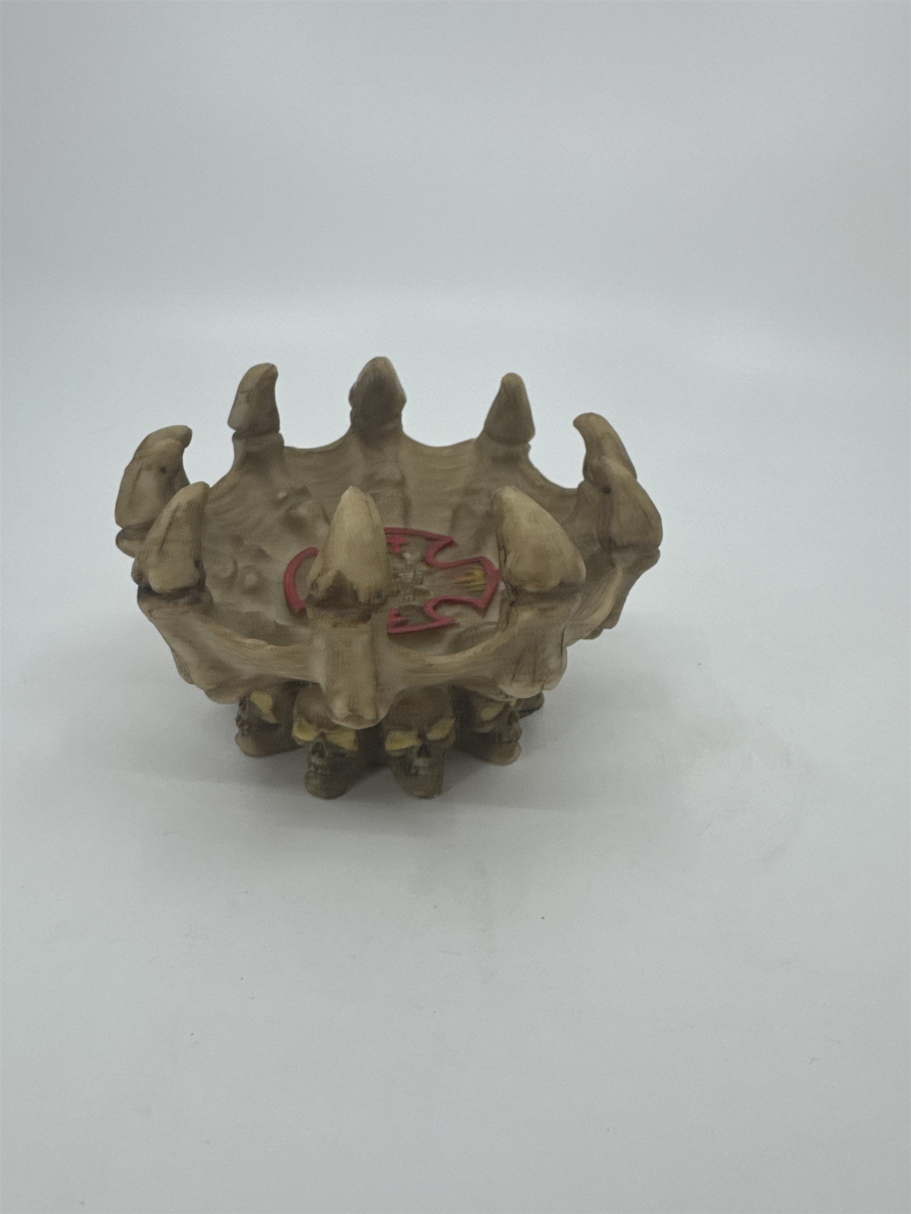 Vintage Resin Skull Fire Bones Jewelry Dish Ashtray Tray Spikey Bones Halloween