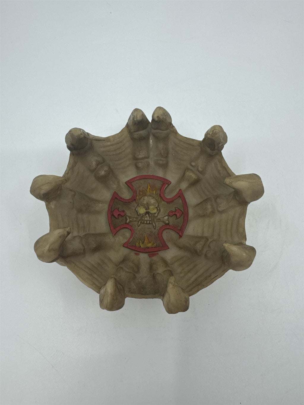 Vintage Resin Skull Fire Bones Jewelry Dish Ashtray Tray Spikey Bones Halloween