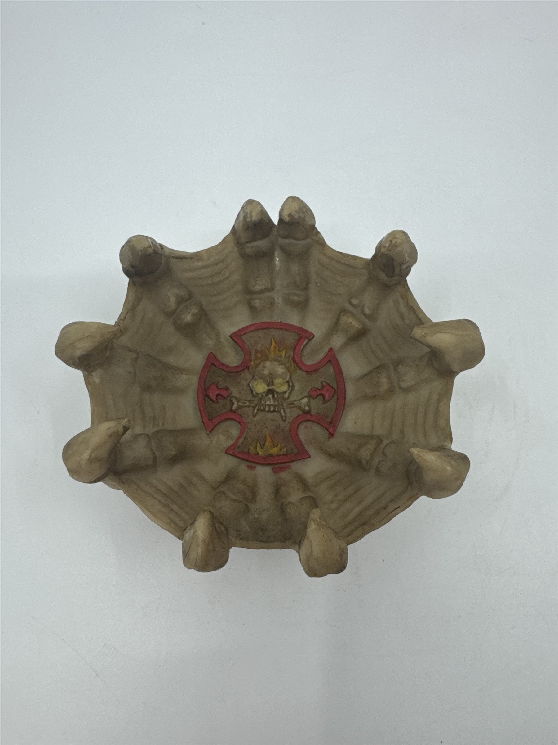 Vintage Resin Skull Fire Bones Jewelry Dish Ashtray Tray Spikey Bones Halloween