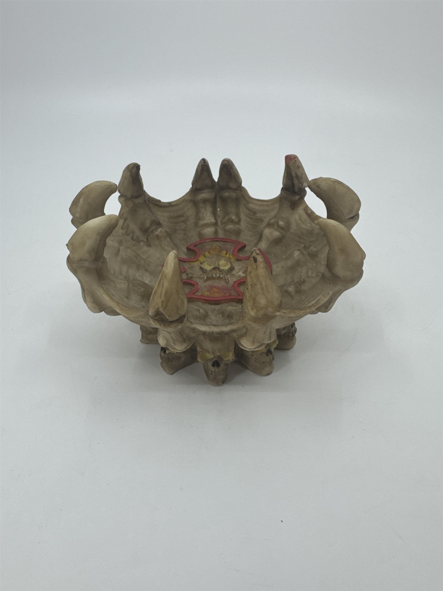 Vintage Resin Skull Fire Bones Jewelry Dish Ashtray Tray Spikey Bones Halloween