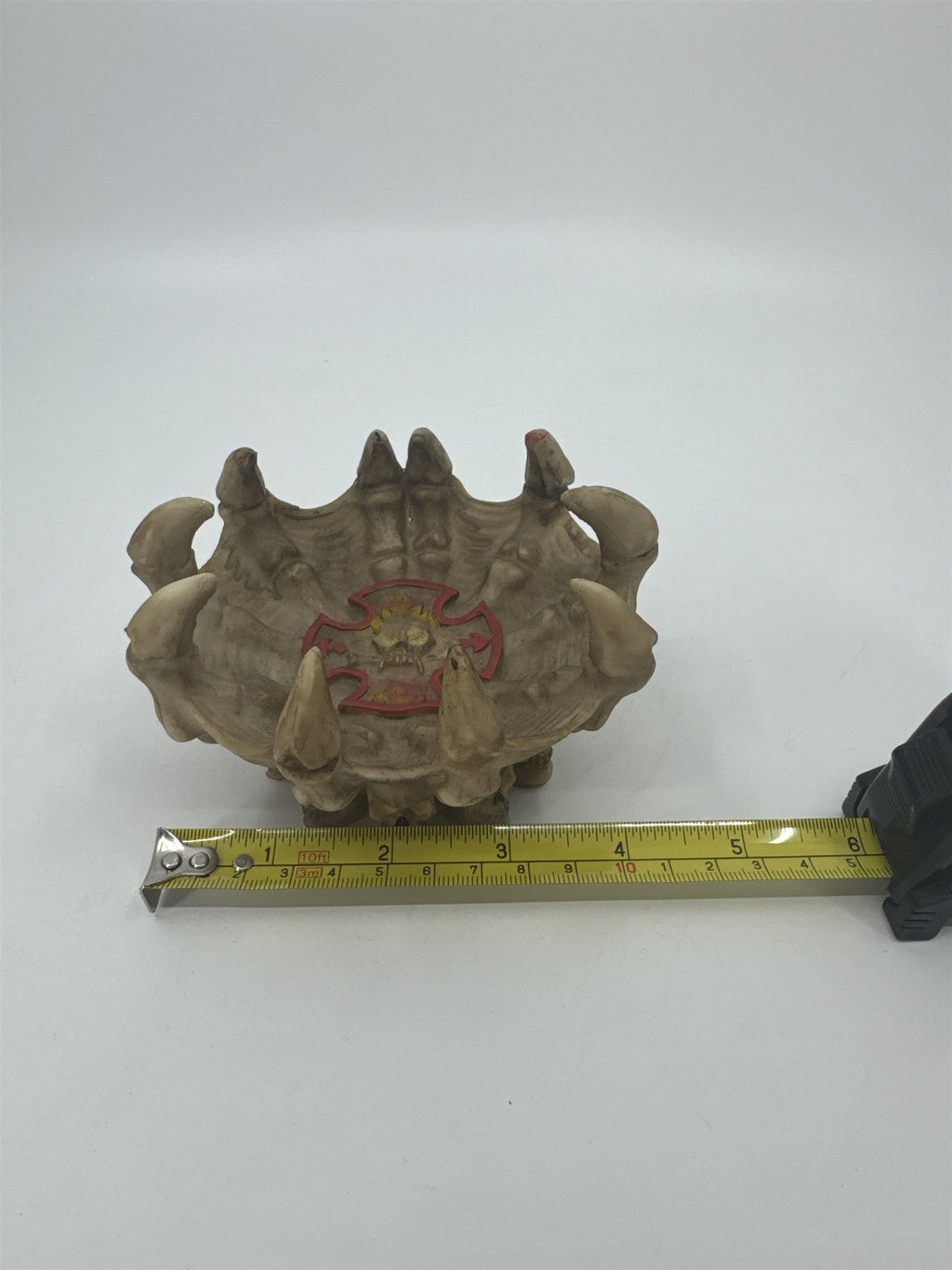 Vintage Resin Skull Fire Bones Jewelry Dish Ashtray Tray Spikey Bones Halloween