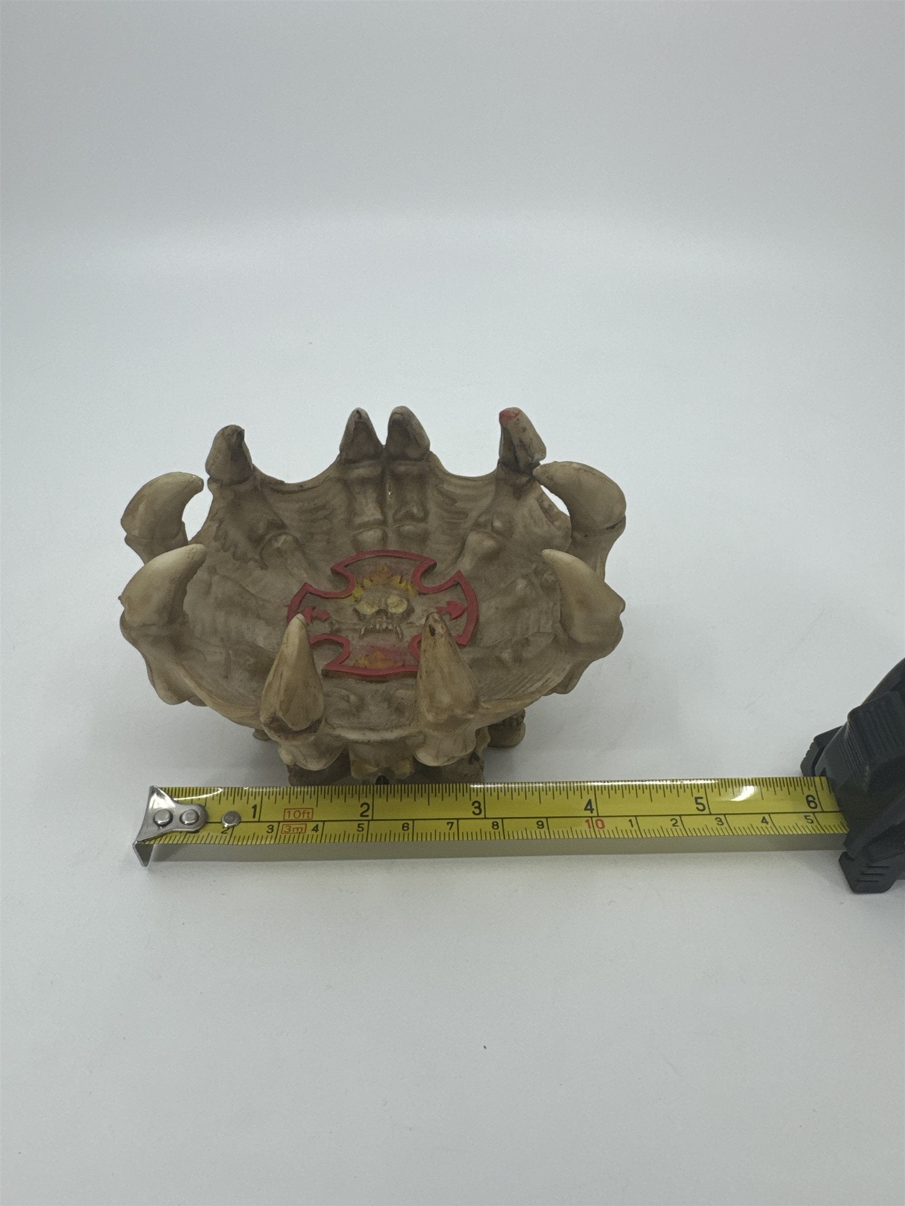 Vintage Resin Skull Fire Bones Jewelry Dish Ashtray Tray Spikey Bones Halloween