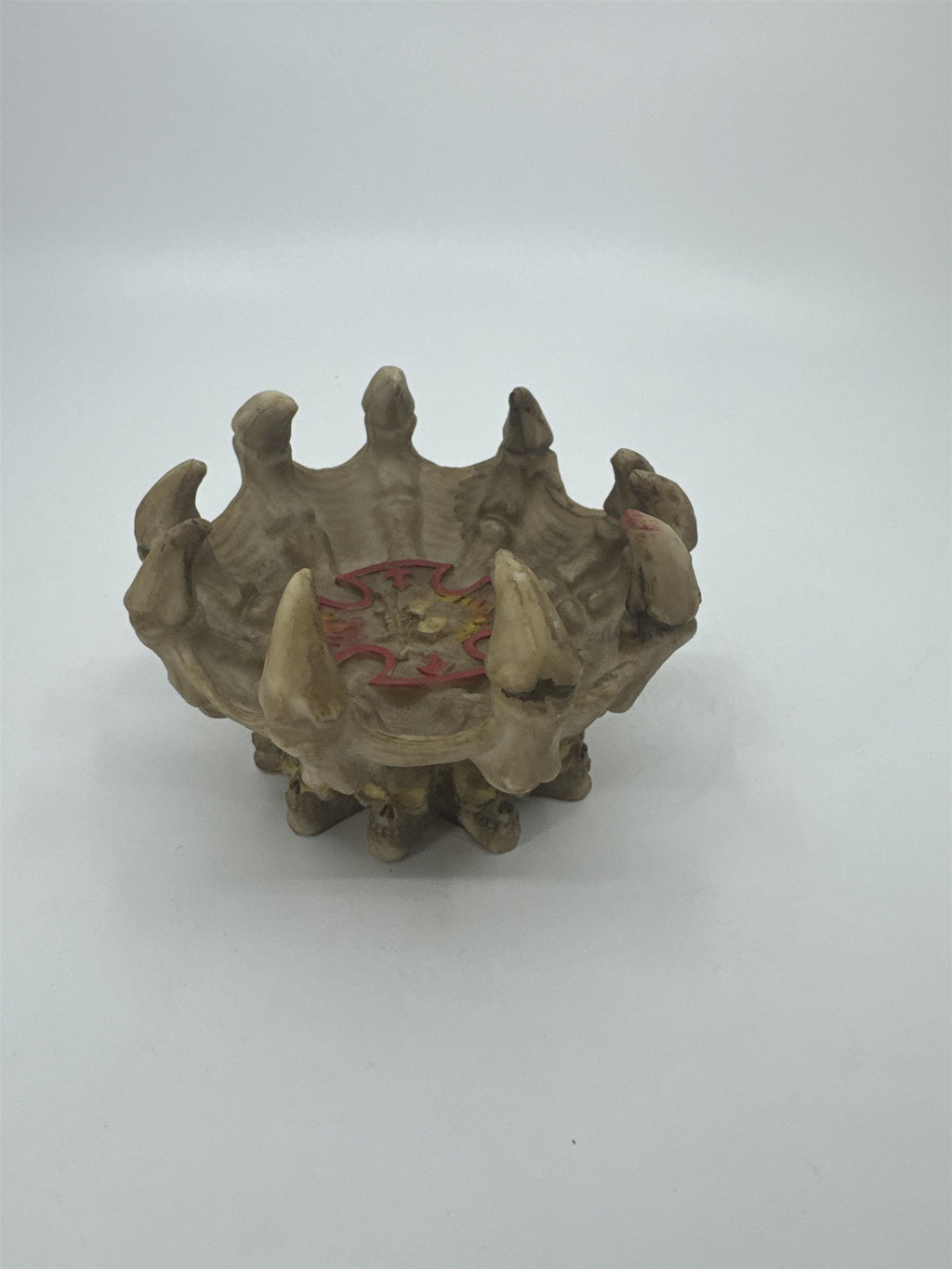 Vintage Resin Skull Fire Bones Jewelry Dish Ashtray Tray Spikey Bones Halloween