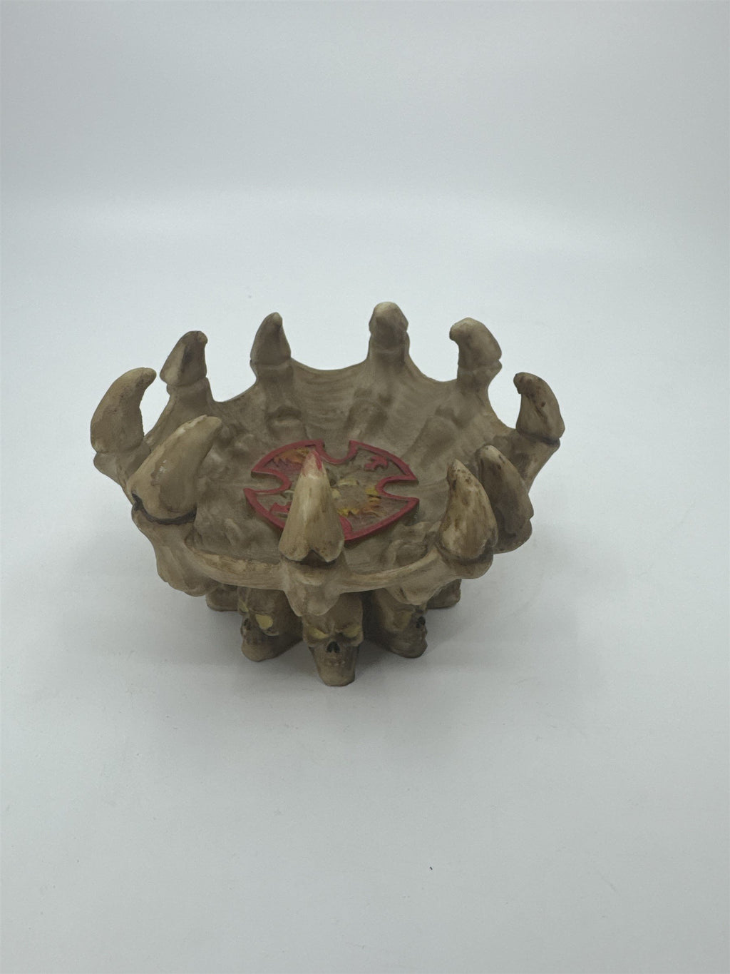 Vintage Resin Skull Fire Bones Jewelry Dish Ashtray Tray Spikey Bones Halloween