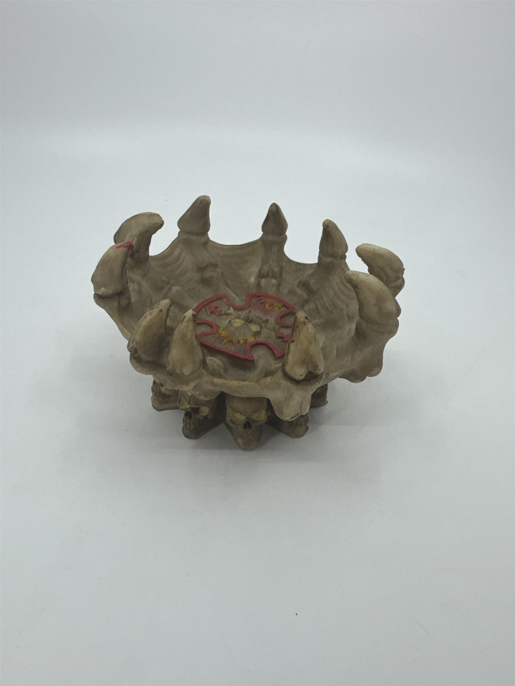 Vintage Resin Skull Fire Bones Jewelry Dish Ashtray Tray Spikey Bones Halloween