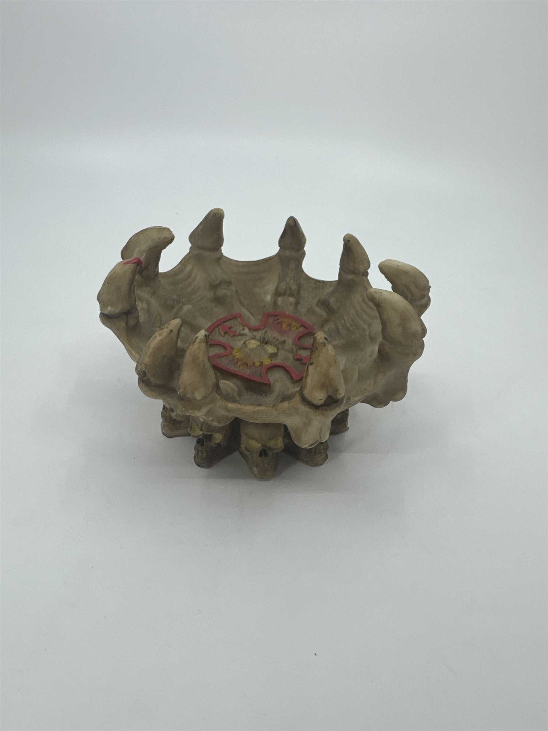 Vintage Resin Skull Fire Bones Jewelry Dish Ashtray Tray Spikey Bones Halloween