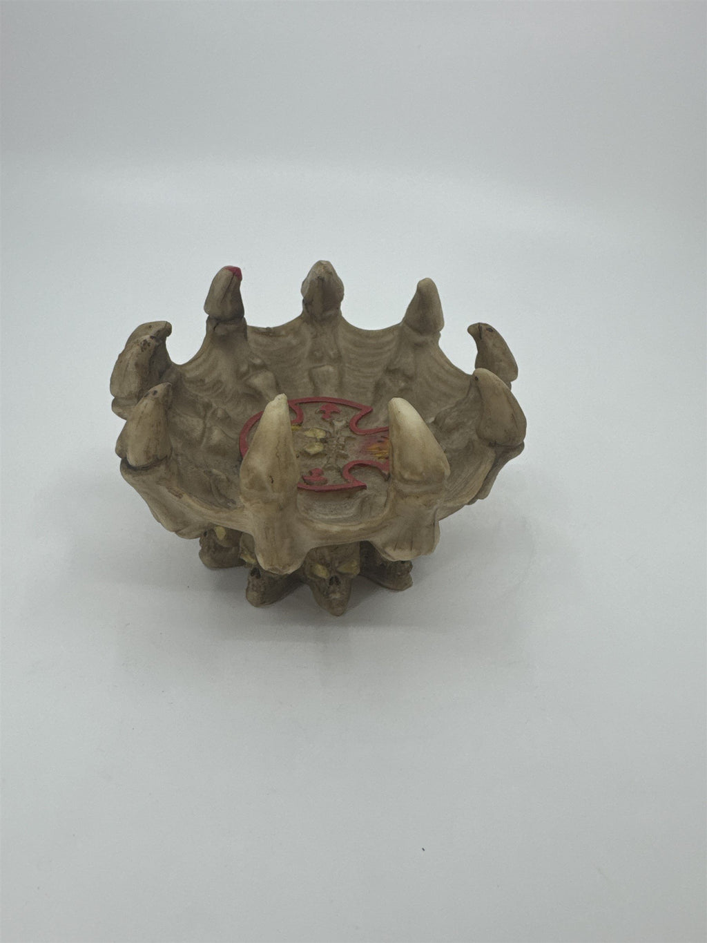 Vintage Resin Skull Fire Bones Jewelry Dish Ashtray Tray Spikey Bones Halloween