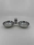 Silver-Toned Metal Snack Trinket Bowl 2-Dish Skull Center Halloween Tray India