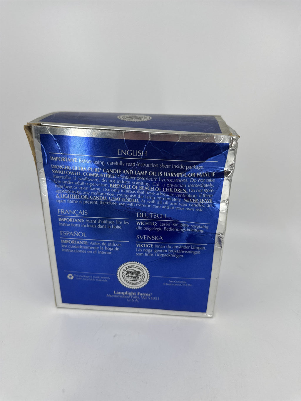 NOS Celestial Cobalt Glass Oil Candle /w Wick and Oil