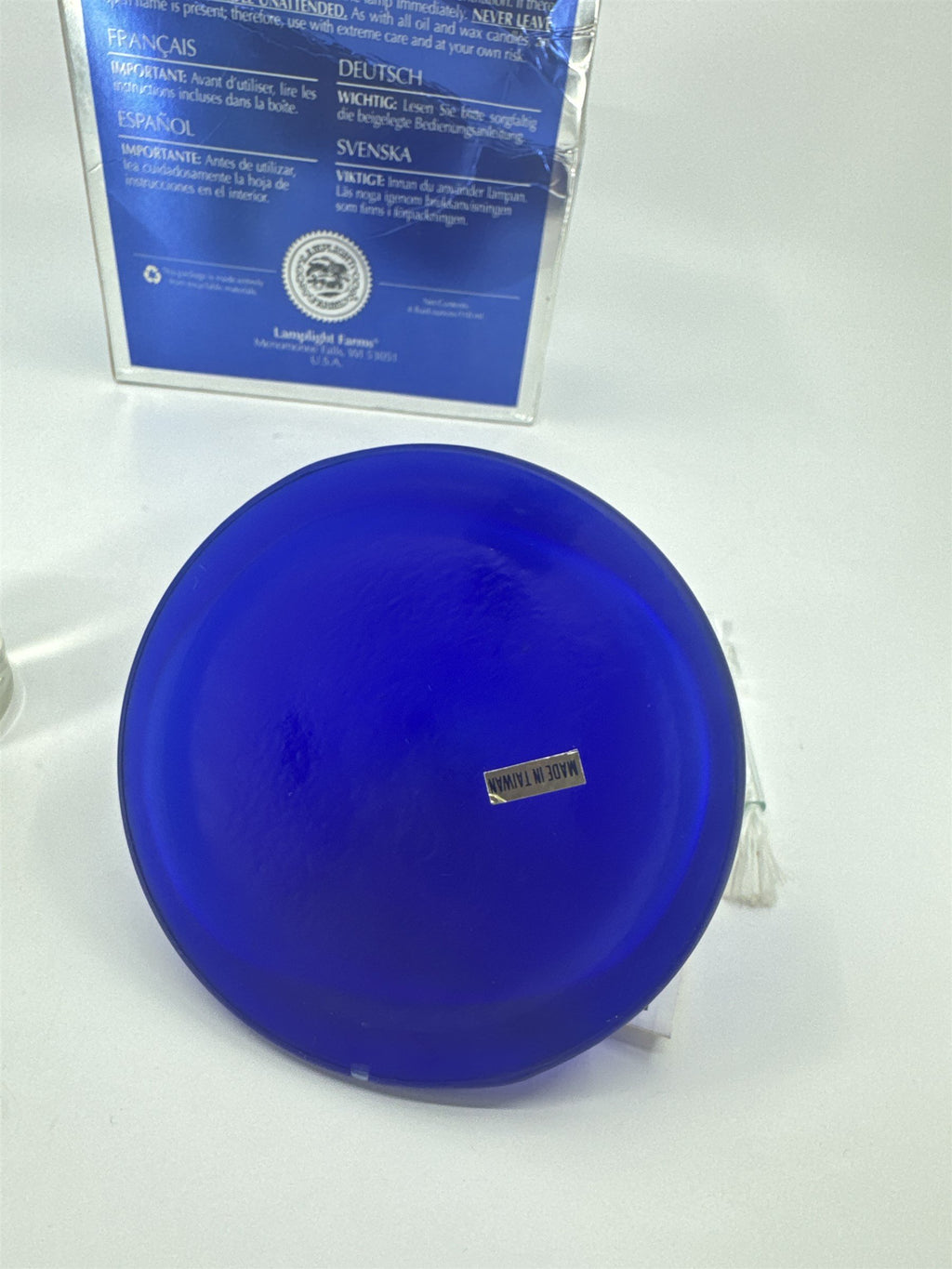 NOS Celestial Cobalt Glass Oil Candle /w Wick and Oil