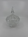 Vintage Hand Cut Glass Lead Crystal Covered Candy Dish Patterns Steeple 8" Tall