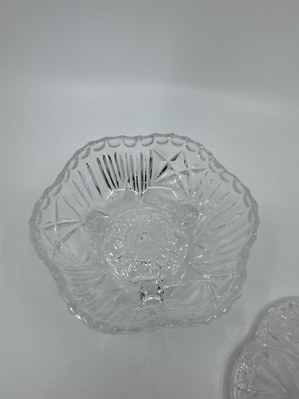 Vintage Hand Cut Glass Lead Crystal Covered Candy Dish Patterns Steeple 8" Tall