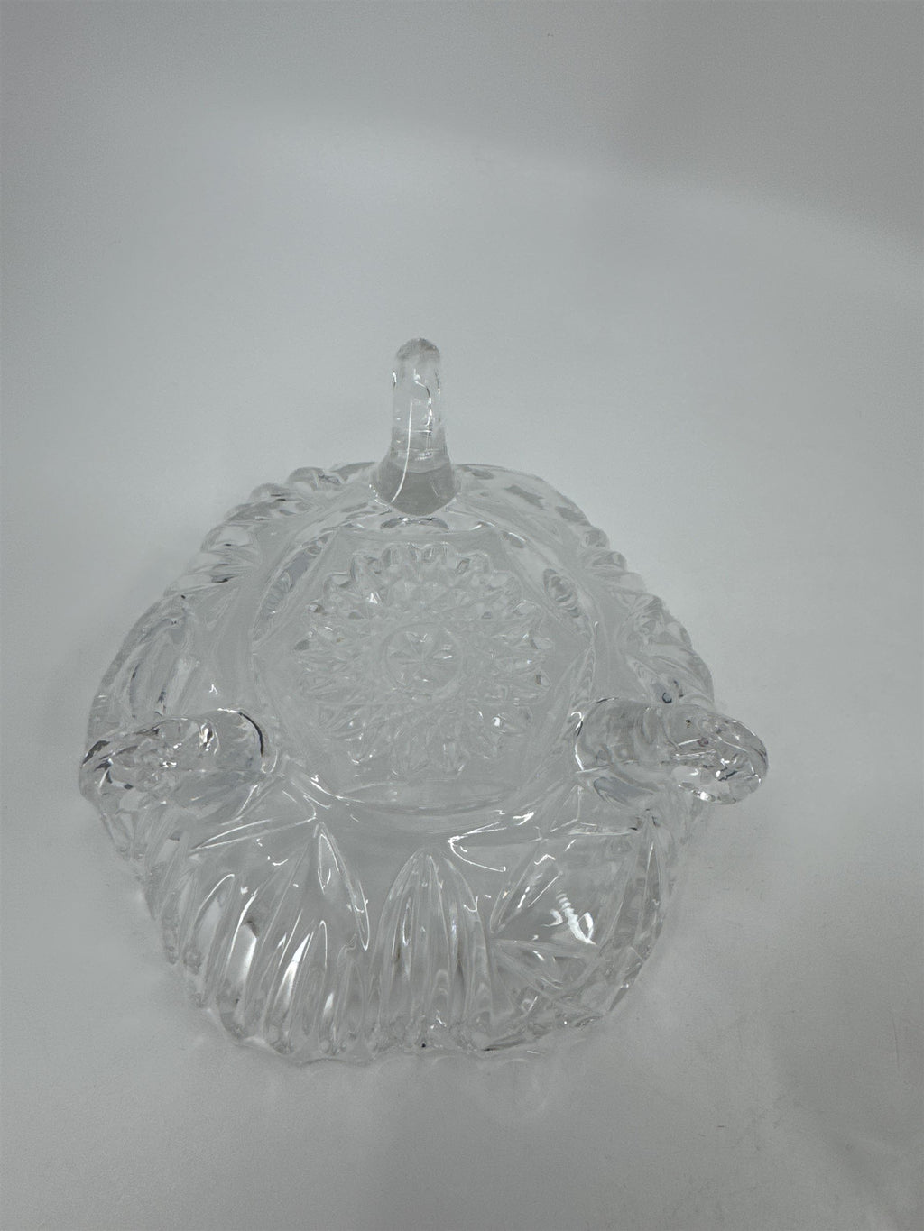 Vintage Hand Cut Glass Lead Crystal Covered Candy Dish Patterns Steeple 8" Tall