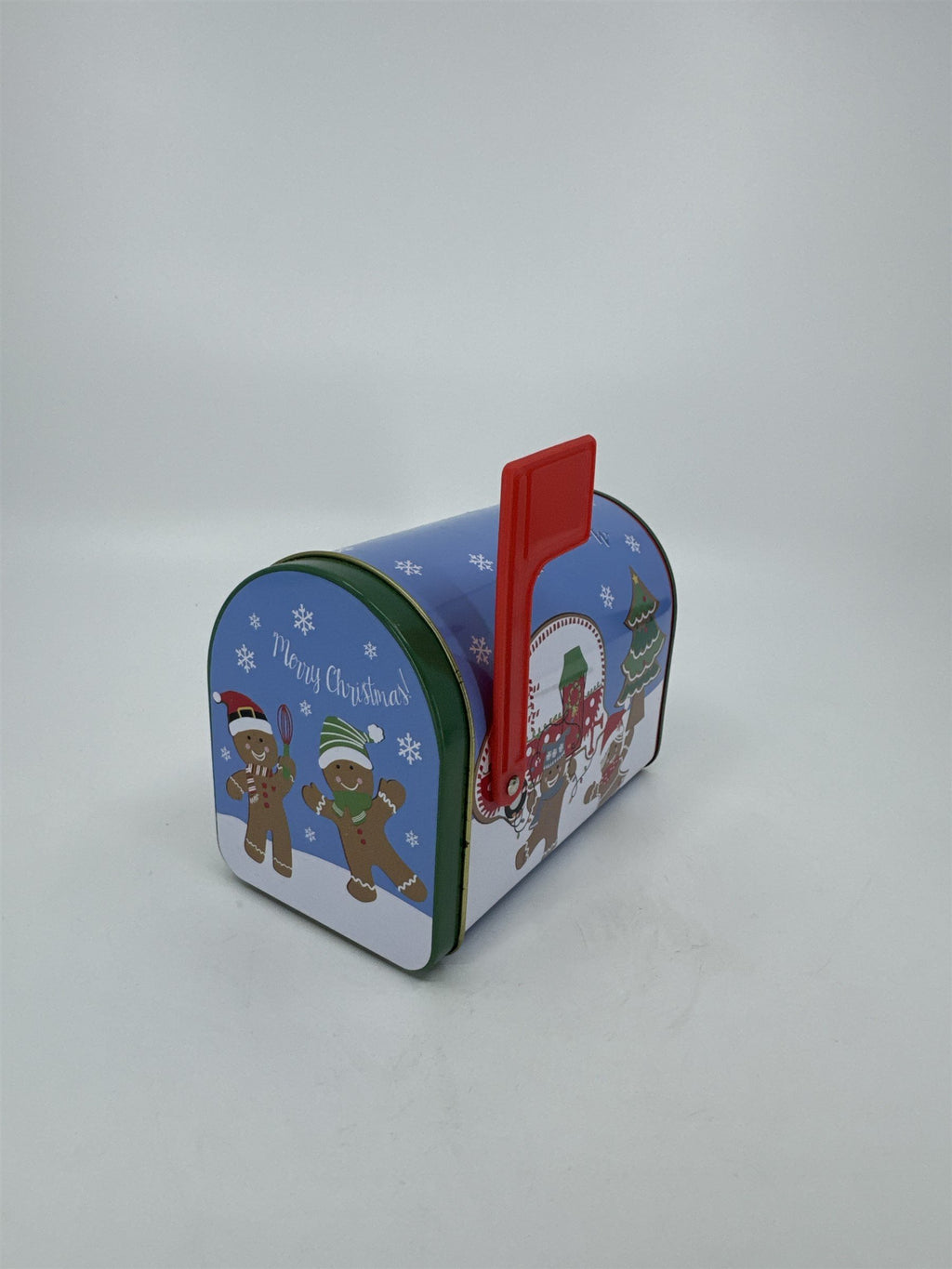 Christmas Holiday Tin Mailbox for Candy, Toys, Gifts /w Working Mail Flag Ginger