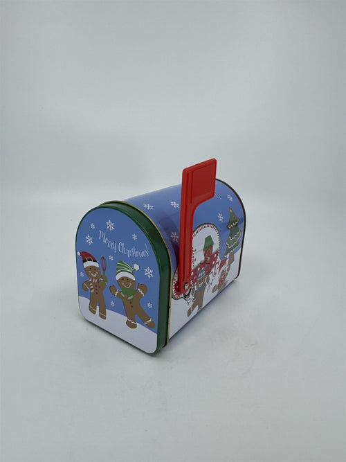 Christmas Holiday Tin Mailbox for Candy, Toys, Gifts /w Working Mail Flag Ginger