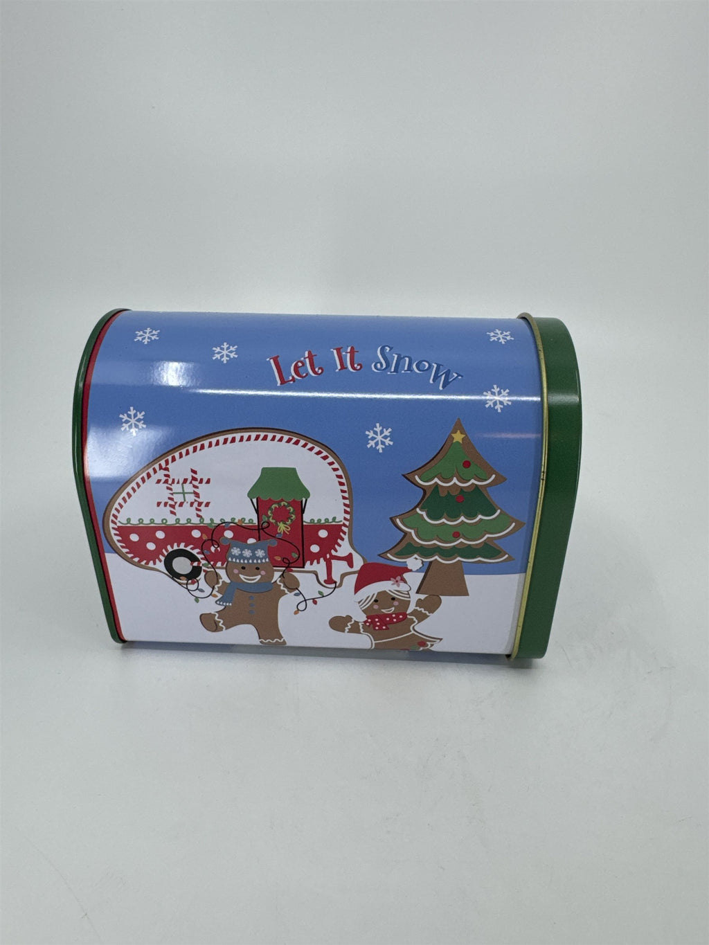Christmas Holiday Tin Mailbox for Candy, Toys, Gifts /w Working Mail Flag Ginger