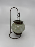 Vintage Hanging Tealight Candle Holder Mosaic w Brown Painted Metal Hanger Stand
