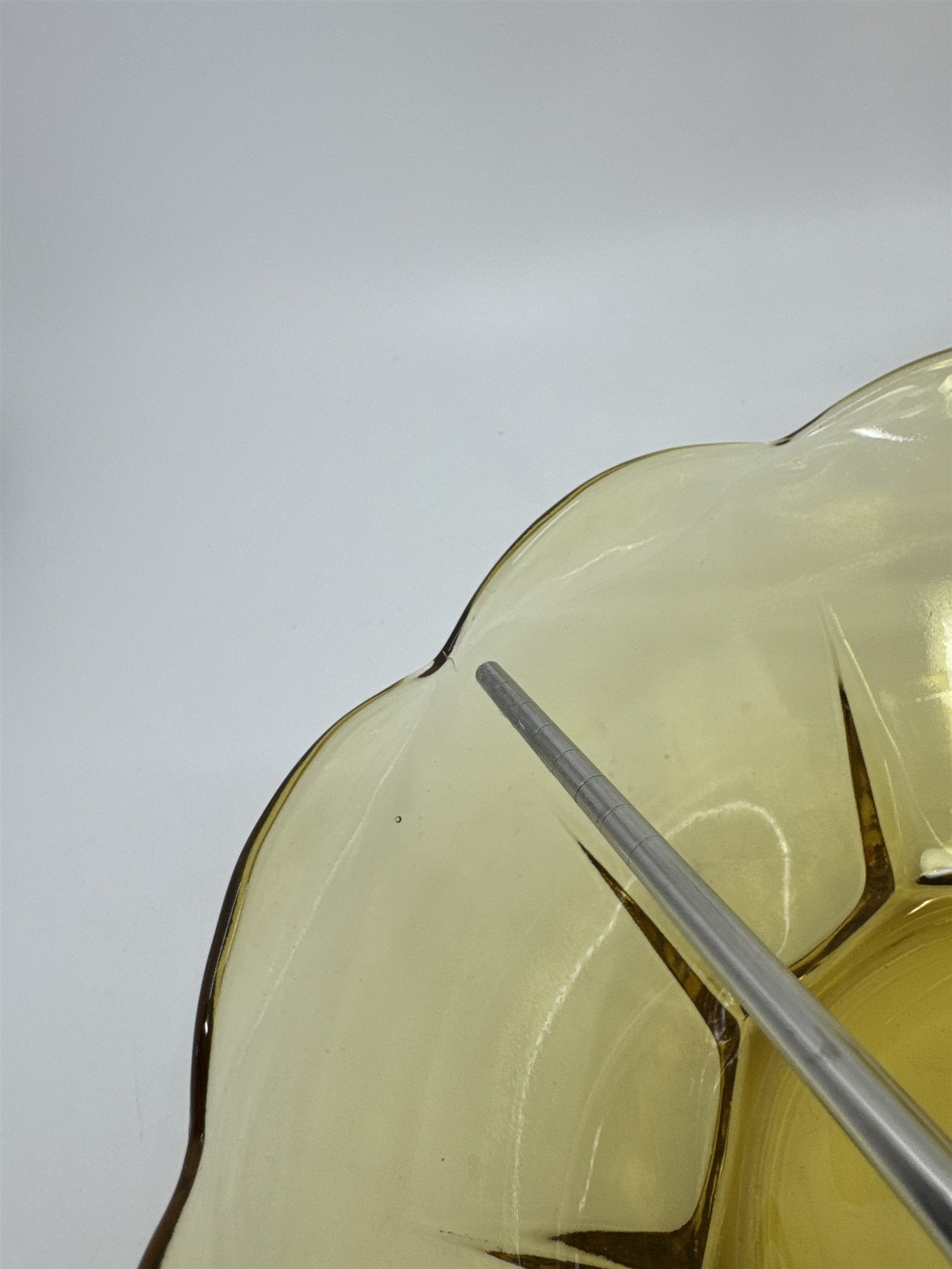 Anchor Hocking Swedish 3 Piece Modern Honey Gold Chip & Dip Set Glass +Box *Chip