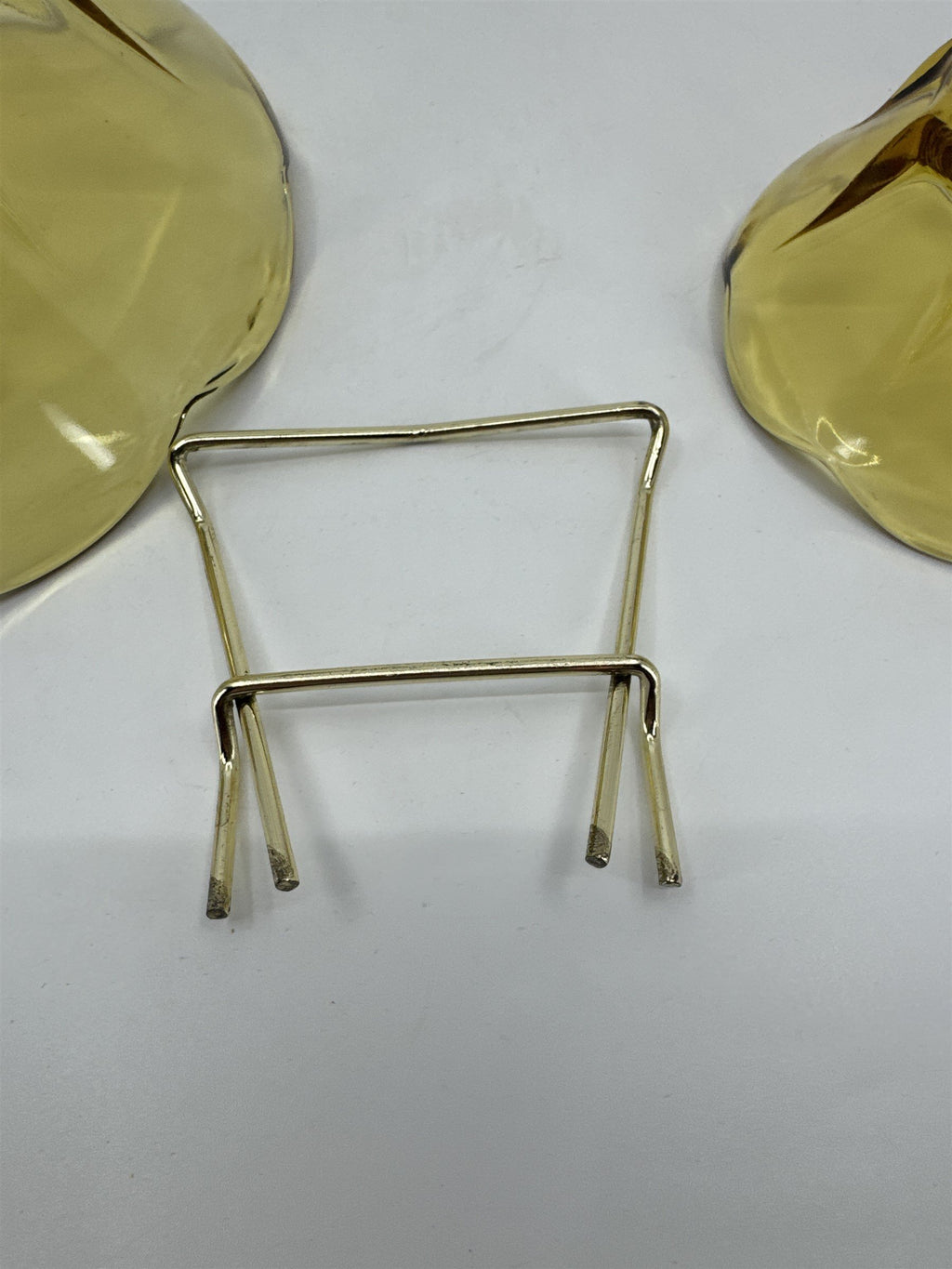 Anchor Hocking Swedish 3 Piece Modern Honey Gold Chip & Dip Set Glass +Box *Chip