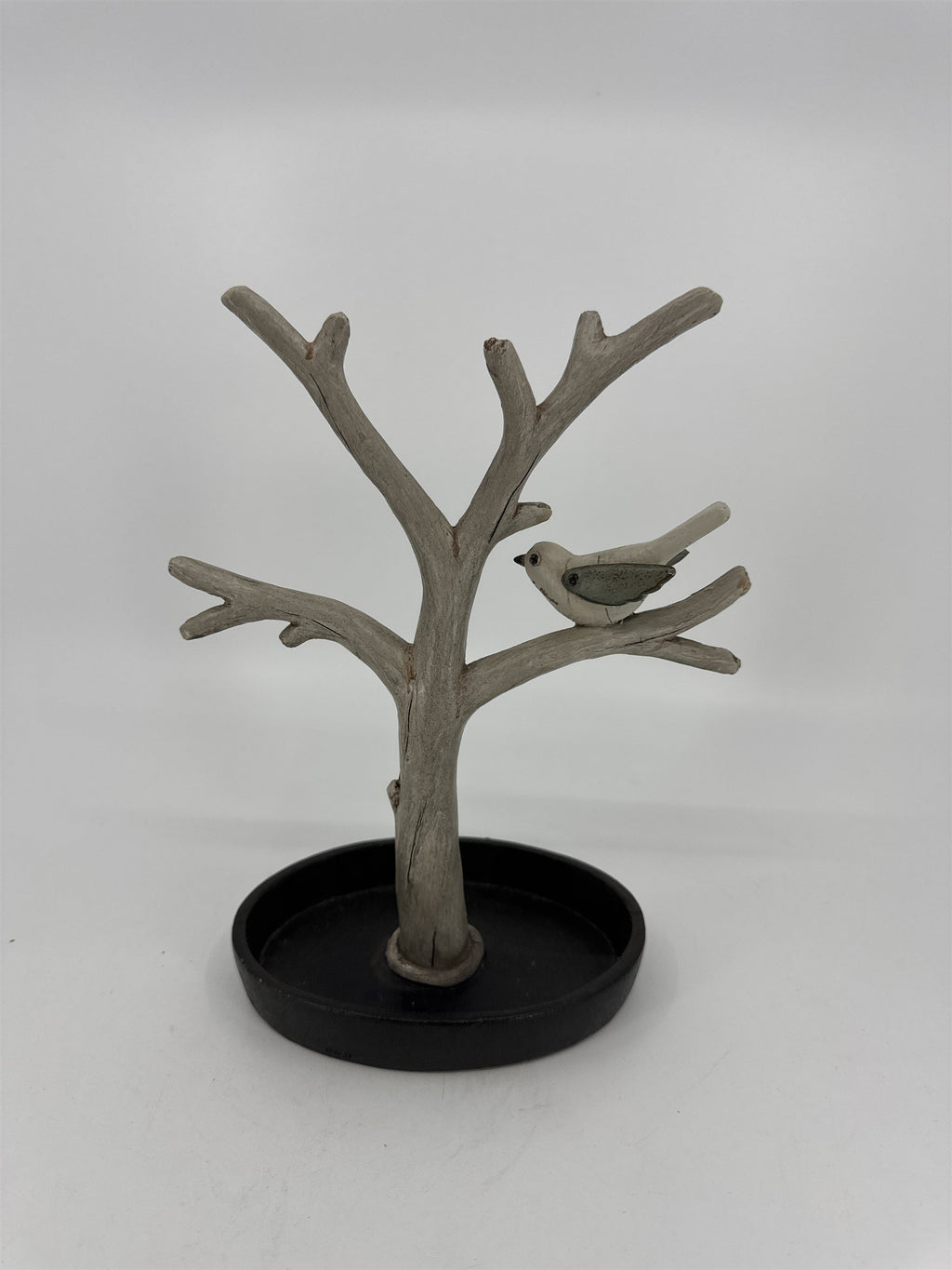 Vintage Resin Tree-Style Jewelry Dish /w Songbird and Several Hanging Branches