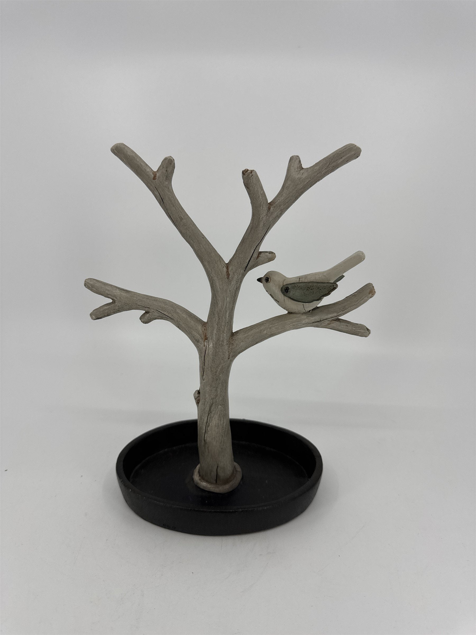 Vintage Resin Tree-Style Jewelry Dish /w Songbird and Several Hanging Branches