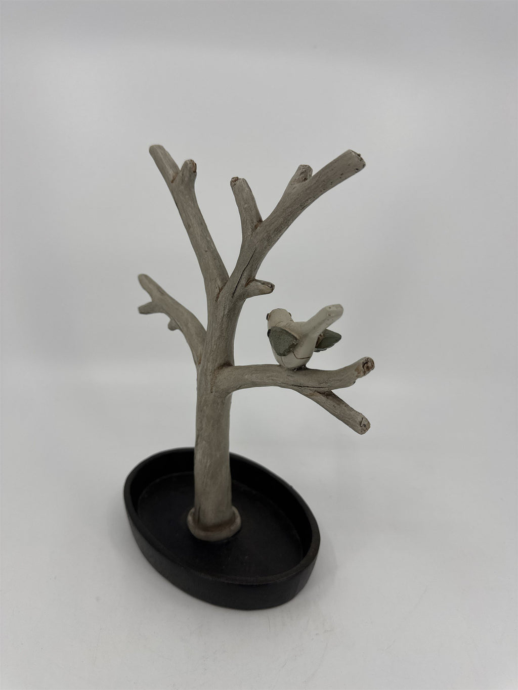 Vintage Resin Tree-Style Jewelry Dish /w Songbird and Several Hanging Branches
