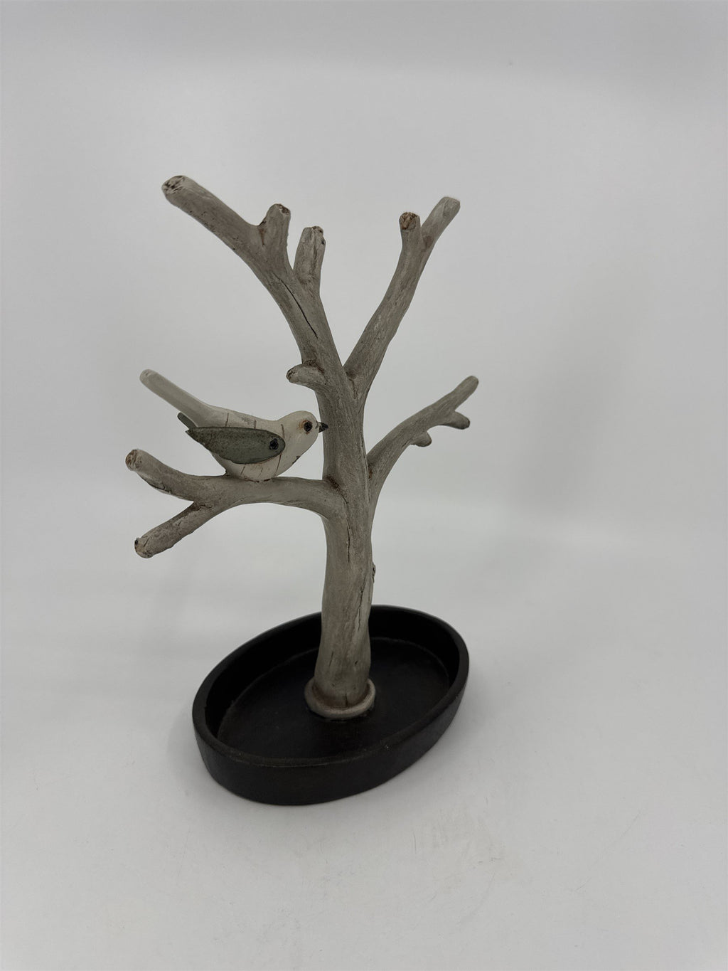 Vintage Resin Tree-Style Jewelry Dish /w Songbird and Several Hanging Branches