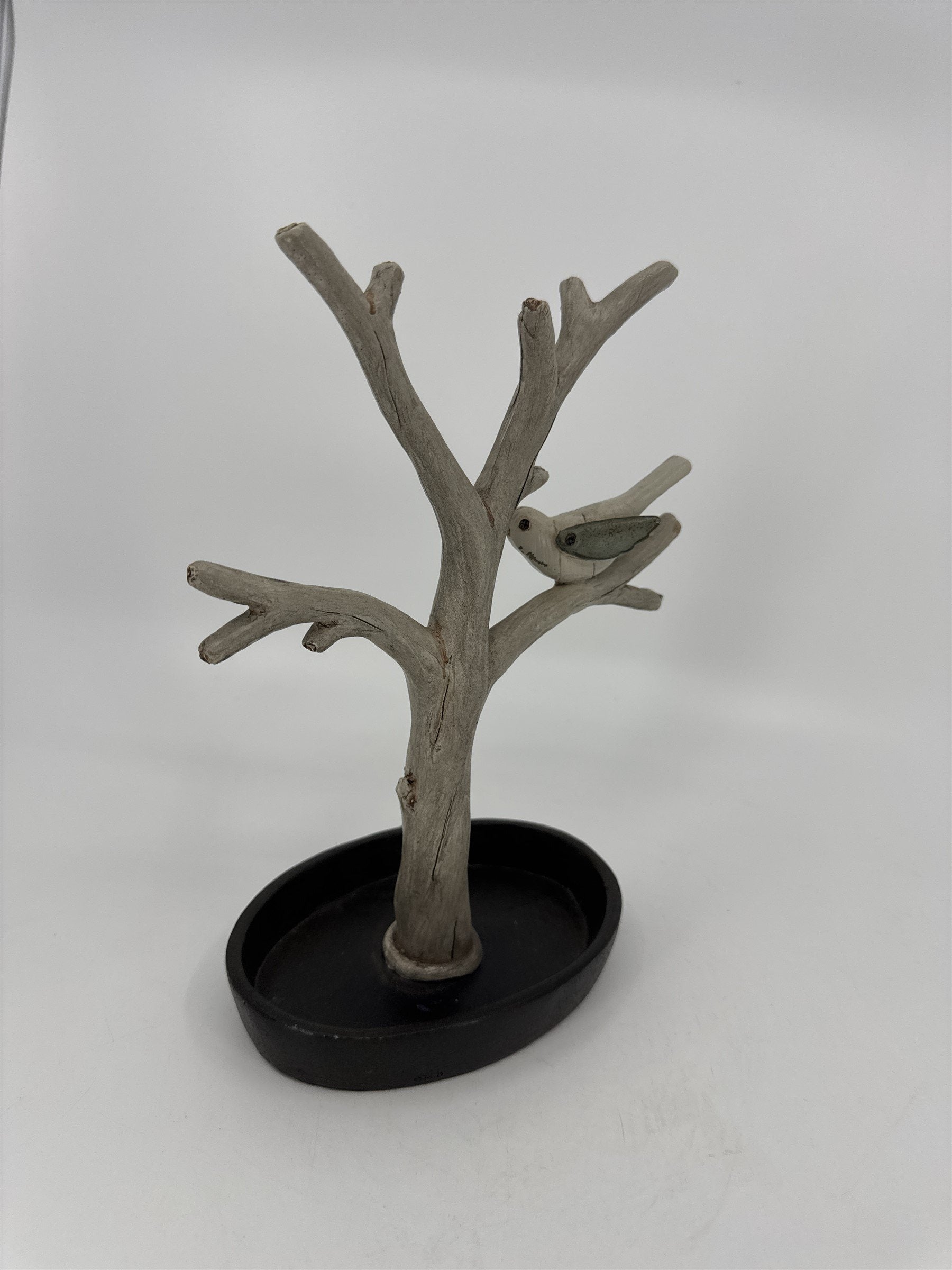 Vintage Resin Tree-Style Jewelry Dish /w Songbird and Several Hanging Branches