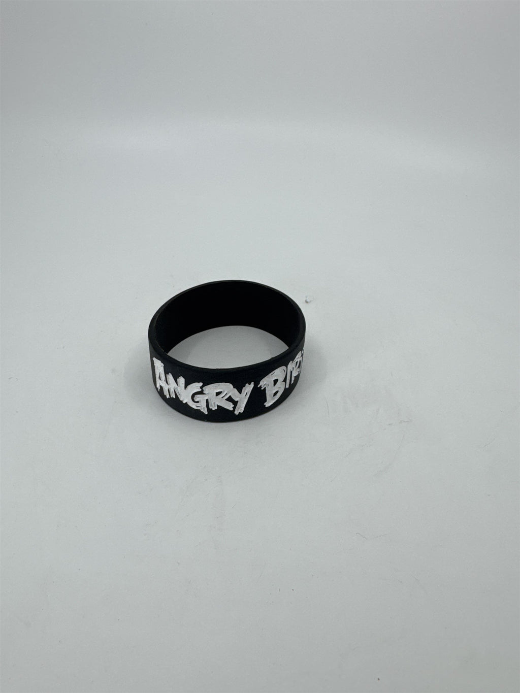 Vintage Black Angry Birds Silicone Thick Wristband /w White Writing