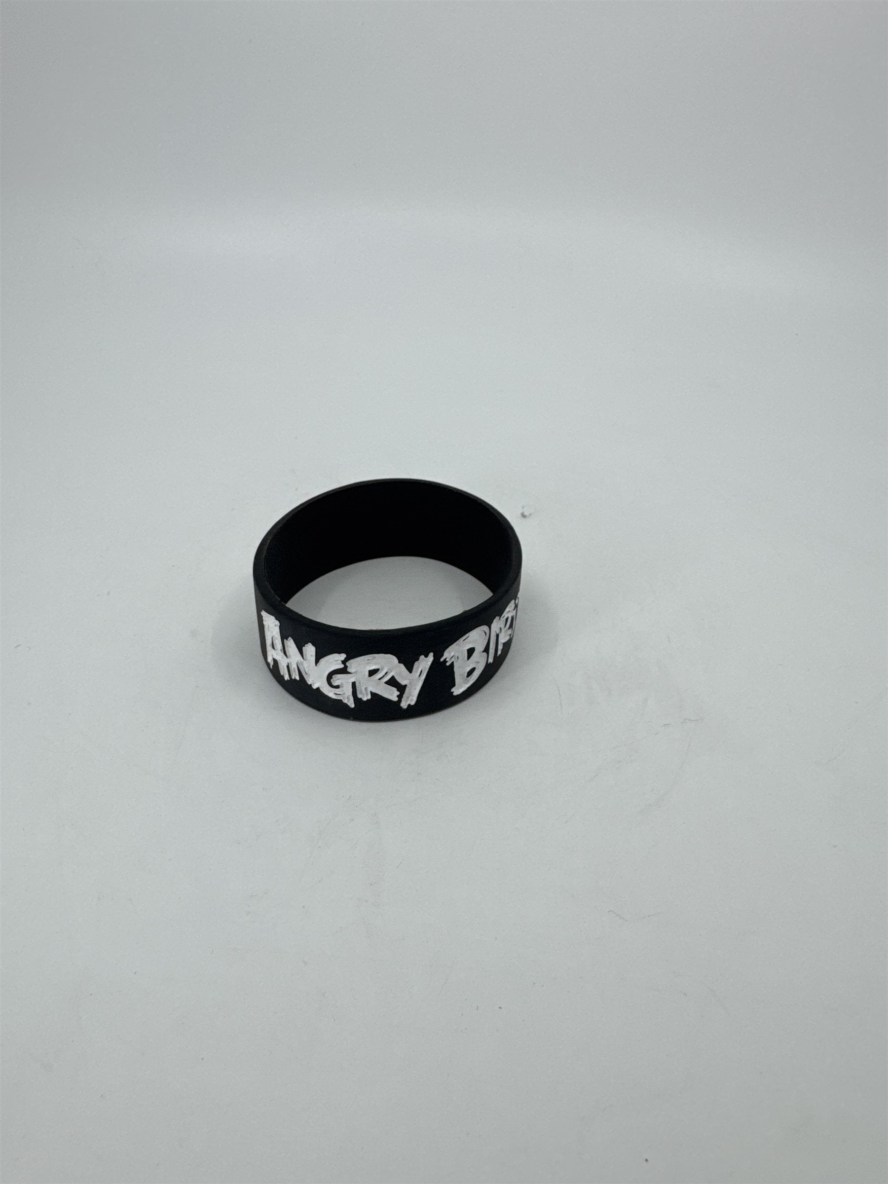 Vintage Black Angry Birds Silicone Thick Wristband /w White Writing