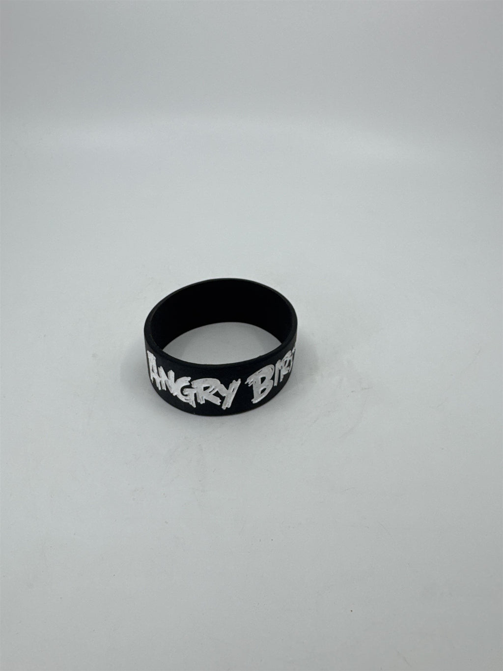 Vintage Black Angry Birds Silicone Thick Wristband /w White Writing