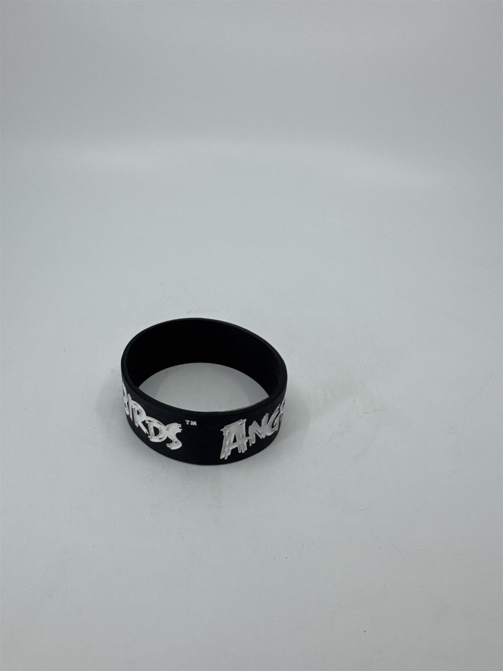 Vintage Black Angry Birds Silicone Thick Wristband /w White Writing